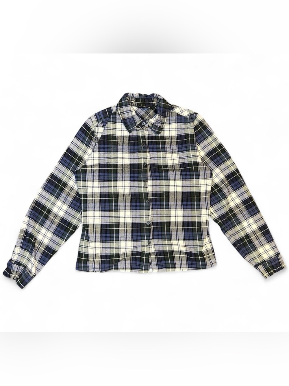 The Vermont Flannel Co Plaid Classic Navy and Cream Plaid Button-Up Flannel
